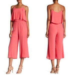 Fraiche By J Pink Coral Spaghetti Ruffle Romper